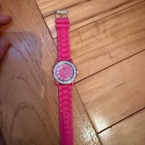 Geneva Vibrant Pink Watch with Silver Accents
